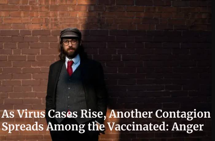 As Virus Cases Rise, Another Contagion Spreads Among the Vaccinated: Anger