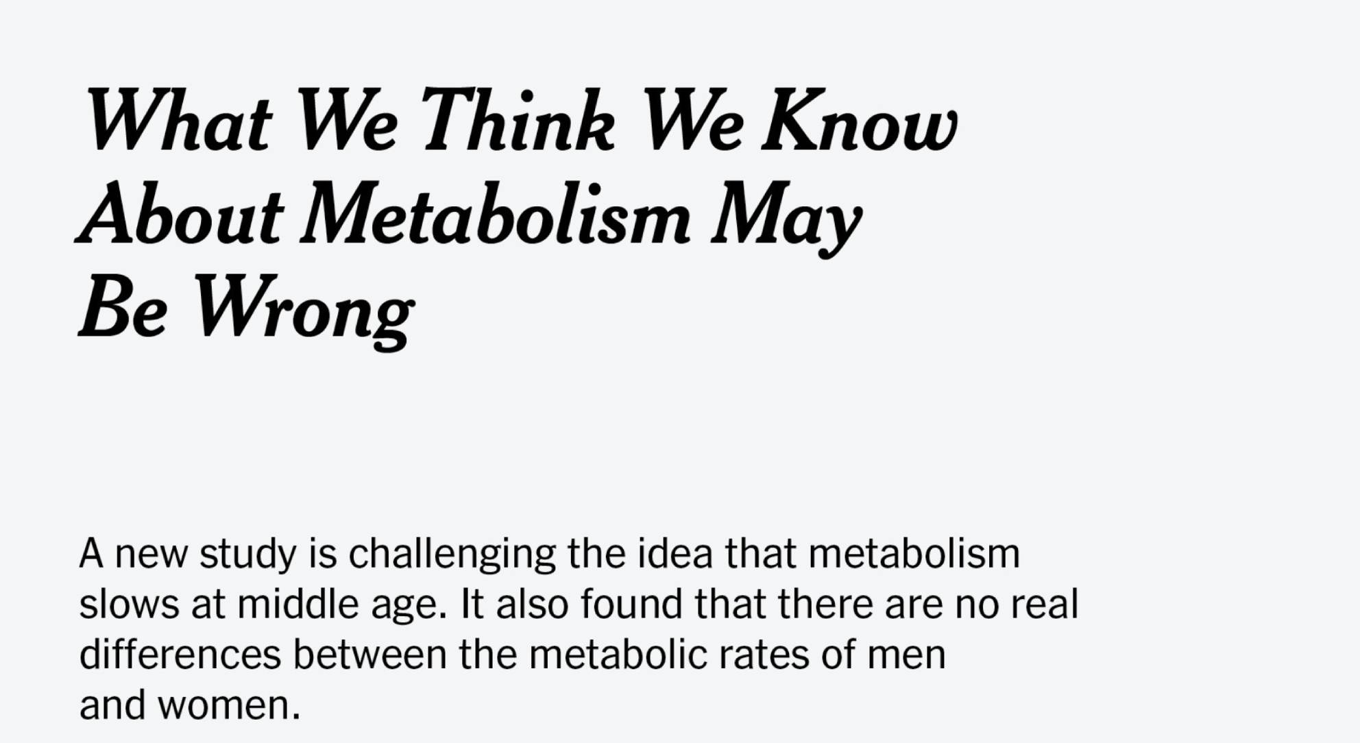What We Think We Know About Metabolism May Be Wrong